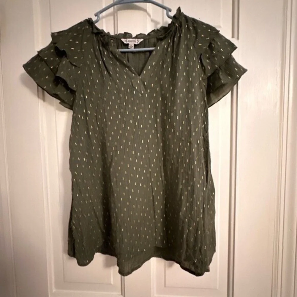 Women's Nanette Lepore Green Gold Blouse Size M